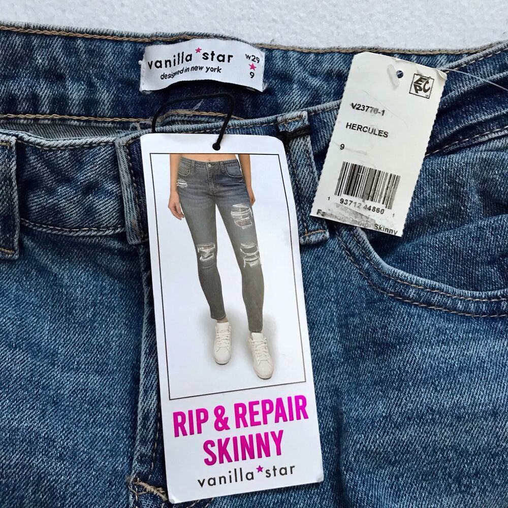 Vanilla Star NWT Rip and Repair Skinny Jeans Juniors/Women 9/29 - Picture 8 of 10